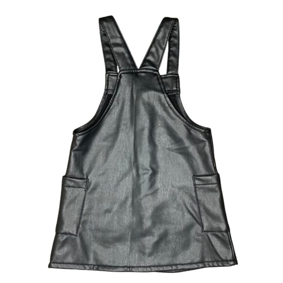 Barbie by Mattel Girl's Black Faux LeatherSnap Front Jumpsuit Dress Sizer 2T - Picture 3 of 5